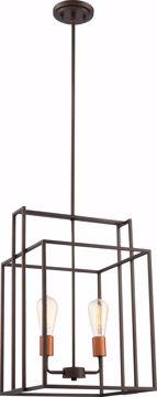 Picture of NUVO Lighting 60/5852 Lake - 2 Light 14" Square Pendant; Bronze with Copper Accents Finish