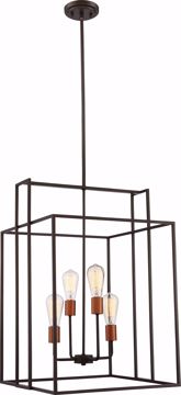 Picture of NUVO Lighting 60/5853 Lake - 4 Light 19" Square Pendant; Bronze with Copper Accents Finish