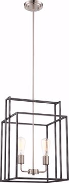 Picture of NUVO Lighting 60/5857 Lake - 2 Light 14" Square Pendant; Iron Black with Brushed Nickel Accents Finish