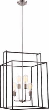 Picture of NUVO Lighting 60/5858 Lake - 4 Light 19" Square Pendant; Iron Black with Brushed Nickel Accents Finish