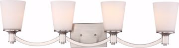 Picture of NUVO Lighting 60/5874 Laguna 4 Light Vanity - Brushed Nickel with White Glass