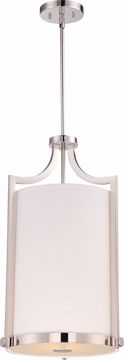 Picture of NUVO Lighting 60/5882 Meadow - 3 Light Foyer with White Fabric Shade; Polished Nickel Finish