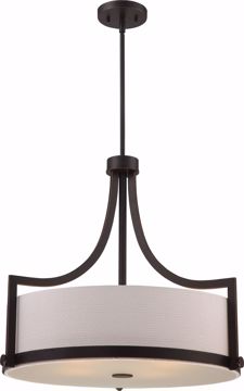 Picture of NUVO Lighting 60/5886 Meadow - 4 Light Pendant with White Fabric Shade; Russet Bronze Finish