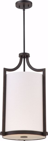 Picture of NUVO Lighting 60/5887 Meadow - 3 Light Foyer with White Fabric Shade; Russet Bronze Finish