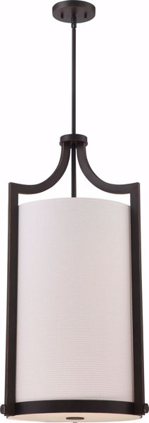 Picture of NUVO Lighting 60/5890 Meadow - 4 Light Large Foyer with White Fabric Shade; Russet Bronze Finish