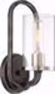 Picture of NUVO Lighting 60/6121 1 Light - Sherwood Wall Sconce - Iron Black with Brushed Nickel Accents Finish - Clear Glass - Lamp Included